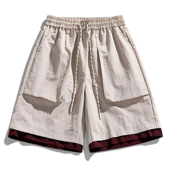 lkfuzj Men's Spring Summer Casual Comfy Fashion Solid Shorts Regular Elastic Waist Polyester Outdoor Daily Beach