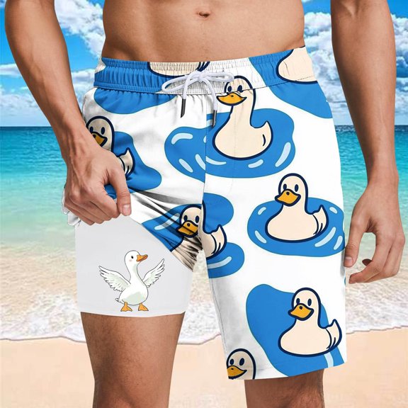 lkfuzj Men's Summer Breathable Polyester Casual Shorts with Elastic Waist and Multiple Pockets for Outdoor Beach Daily Activities