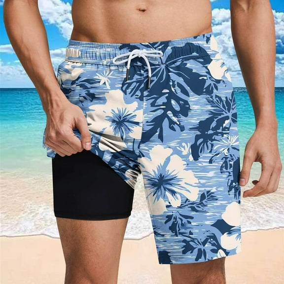 lkfuzj Men's Summer Breathable Polyester Casual Shorts with Elastic Waist and Multiple Pockets for Outdoor Beach Daily Activities