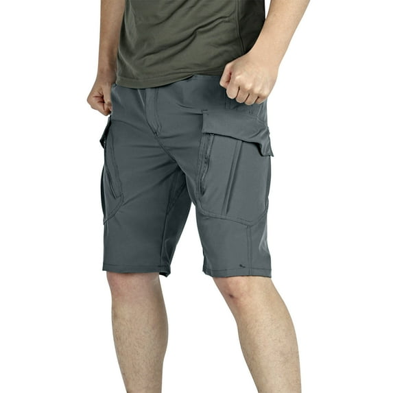 lkfuzj Men's Summer Casual Solid Color Elastic Waist Shorts, Comfortable Polyester, Fashionable Work and Beach Wear, Ideal for Daily Use and Outdoor Activities