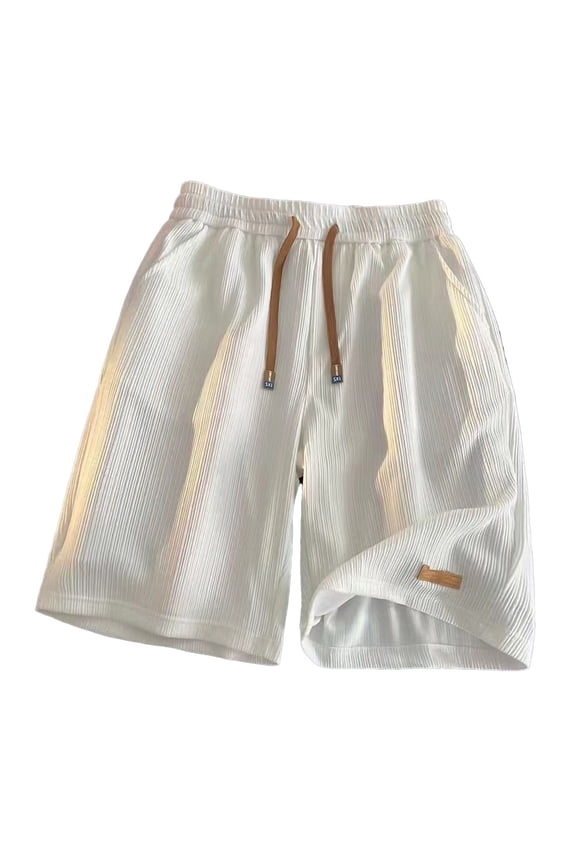 Men's Summer Ice Silk Casual Shorts with Elastic Drawstring Waist, UPF 50+ Sun Protection, Breathable Lightweight Fabric for Outdoor Hiking Beach Activities, Multi-Pocket Gym Casual Wear