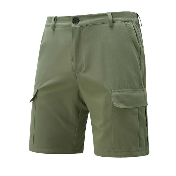 lkfuzj Men's Summer Multi-Pocket Work Shorts | Polyester Casual Sporty Pants for Beach/Hiking