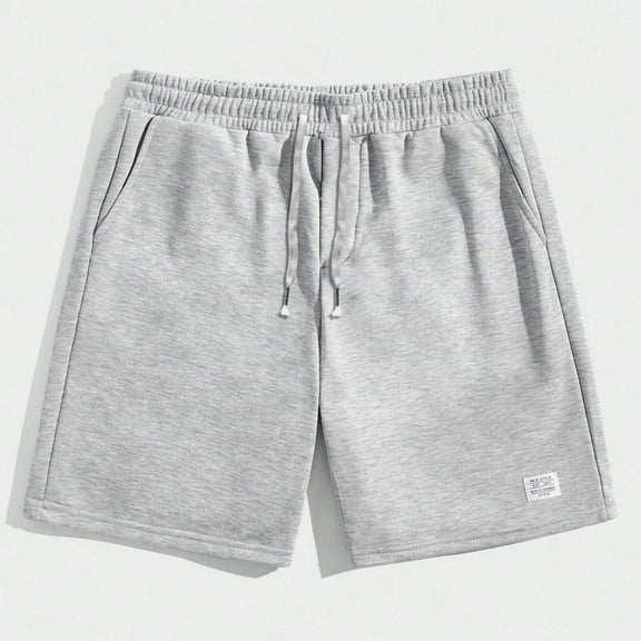 lkfuzj Men's Summer Polyester Sports Shorts with Elastic Drawstring Waist & Side Pockets, Breathable Lightweight Design for Running Gym Beach Activities, Casual Quick-Dry Active Wear