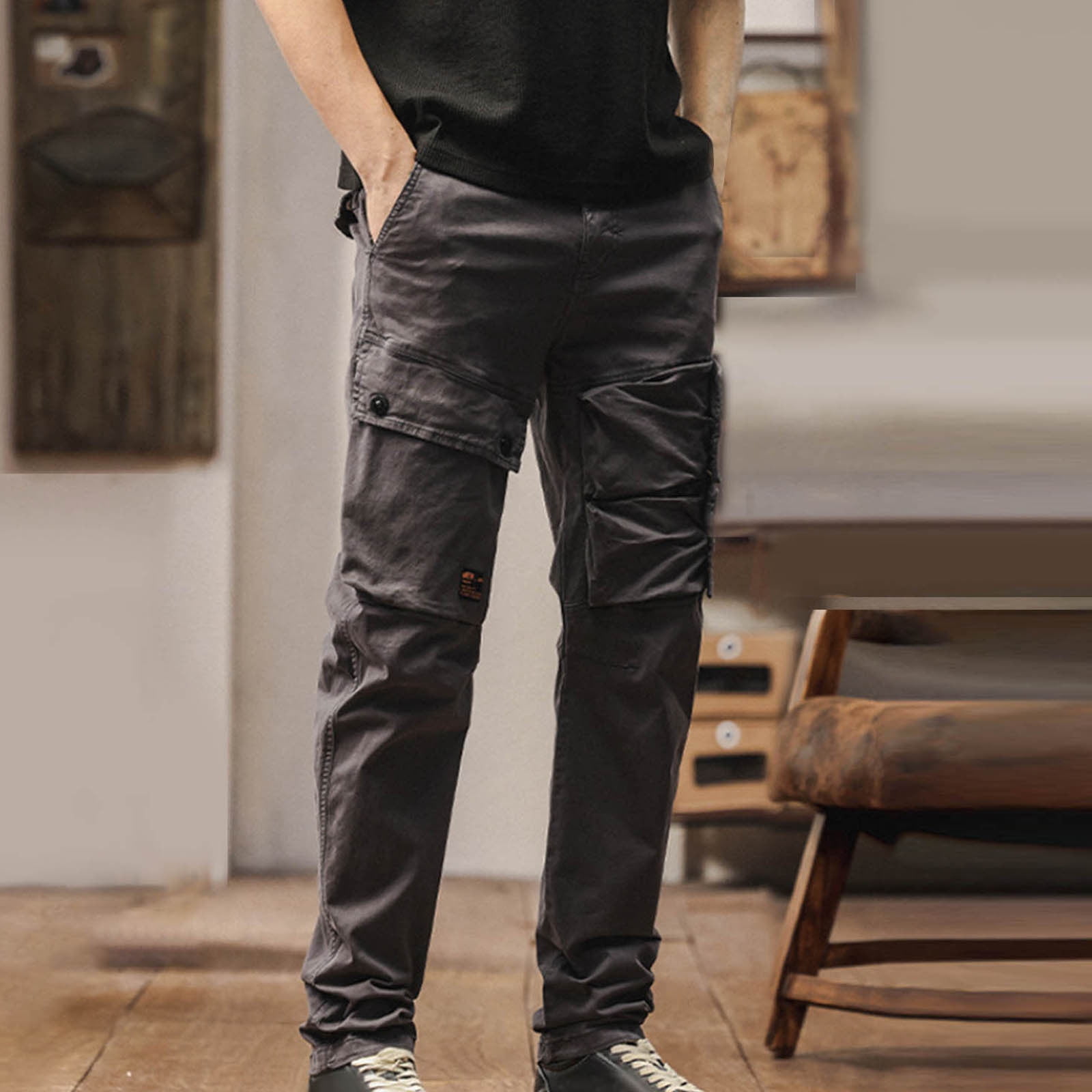 lkfuzj Men's Summer Spring Elastic Waist Breathable Polyester