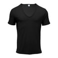thumbnail image 1 of lkfuzj Men's Vintage Strip Short Sleeve T-shirt U-neck Pullover Round Neck Casual Soft Summer Gentlemen's Tops Cool Shirts Mens Clothing Black, 1 of 8