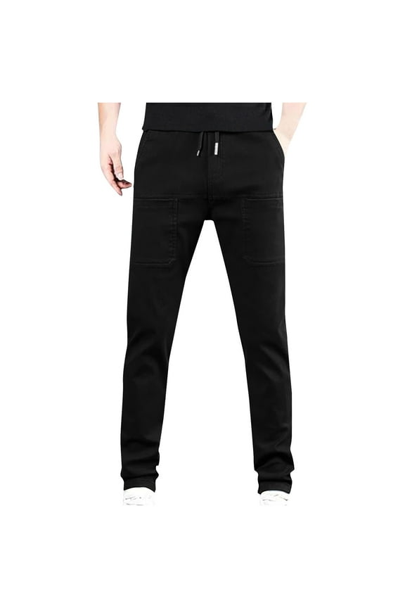 Men's Waterproof Nylon Spandex Elastic Waist Multi-Pocket Pants - All Season Outdoor Hiking Running Casual Sports Pants for Men