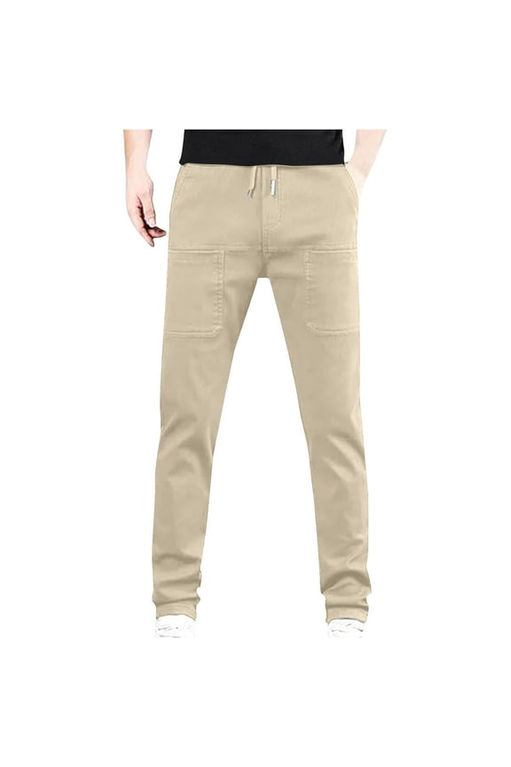 Men's Waterproof Nylon Spandex Elastic Waist Multi-Pocket Pants - All Season Outdoor Hiking Running Casual Sports Pants for Men