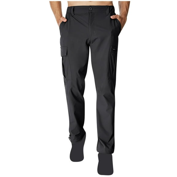 lkfuzj Men's Waterproof Quick-Dry Hiking Pants with 8 Pockets Elastic Waist UPF50+ for Outdoor Camping Fishing Work Multi-Activity