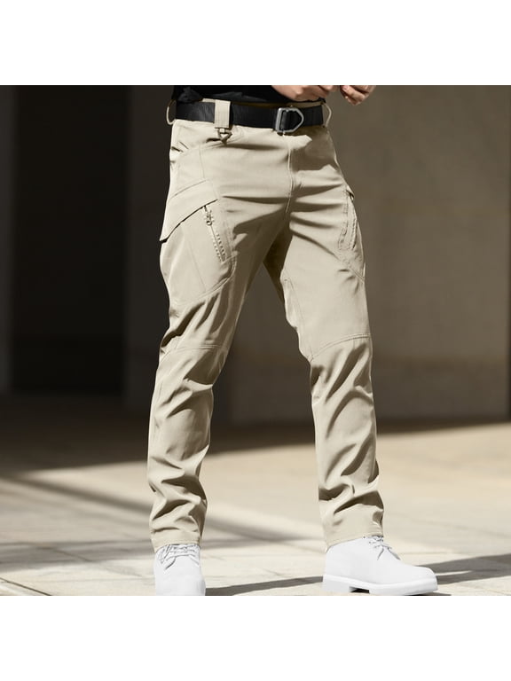 Men's Waterproof Work Pants with Multi-Pockets, 100% Polyester Quick-Dry Fabric, UPF50+ Sun Protection, Elastic Design for Hiking, Fishing, Cycling, Outdoor Adventures