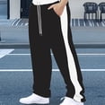 thumbnail image 1 of lkfuzj Men's Wide Leg Straight Draped Air Conditioned Solid Color Trousers Lightweight Summer Casual Beach Yoga Trousers Drawstring Elastic Waist Leisure Trousers Loose Fit, 1 of 7