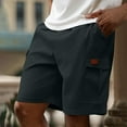 thumbnail image 1 of lkfuzj Men's Workout Shorts Cotton Linen Solid Color Beach Short Pants with Pockets Button Zipper Elastic Waist Mid-Length Shorts, Casual Summer Pant for Outdoor Wear, 1 of 6
