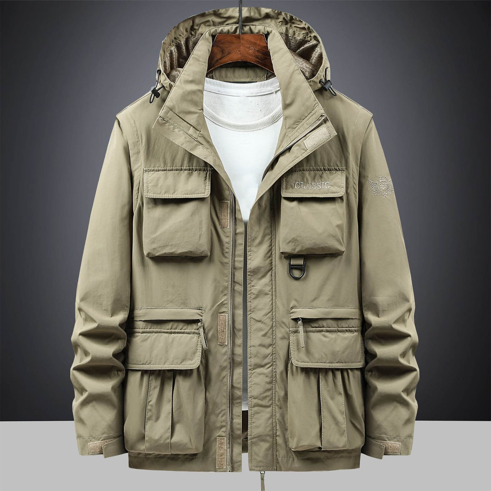 Hoodies For Men Autumn Winter Multi-pocket Waterproof Military