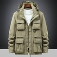thumbnail image 1 of lkfuzj Men's Workwear Jacket Military Casual Field Jacket Outdoor Casual Daily Jacket Top Outerwear With Removable Hood 2024 Clearance Winter Saving!, 1 of 5