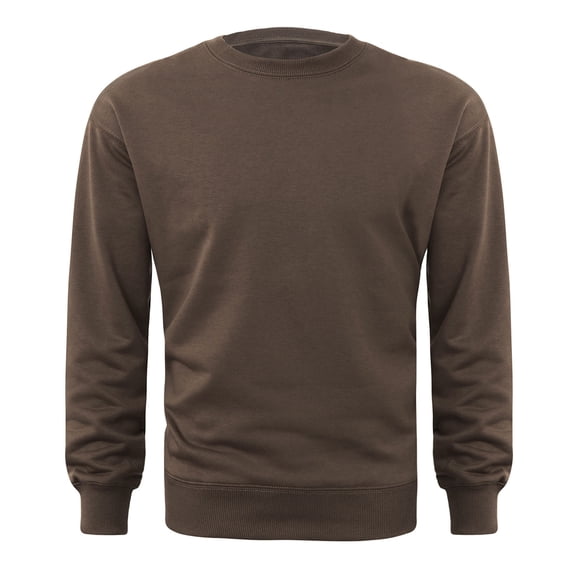 lkfuzj Mens 2024 Casual Sweatshirts Fashion Solid Pullover Long Sleeve Hoodless Shirt For Men Workout Sport Pullover Sweatshirt Comfy Running T Shirt Top Coffee