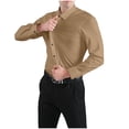 thumbnail image 1 of lkfuzj Mens Casual Fashion Solid Elastic Fabric Turndown Collar Buttons Tops Shirts 2024 New Mens Stylish Dress Shirts Soft Tops For Men Khaki, 1 of 4