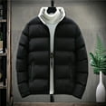 thumbnail image 1 of lkfuzj Mens Cotton Padded Jacket Solid Color Lightweight Casual Warm Full Zip Stand-up Collar Coats with Pockets Winter Outwear, 1 of 9