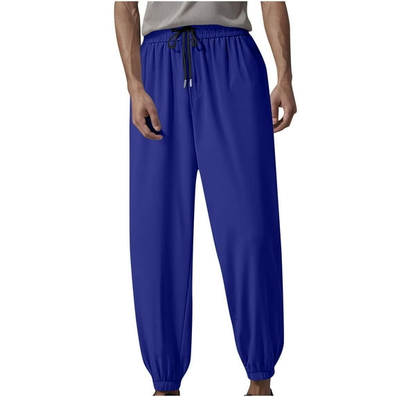 lkfuzj Mens Dress Pants Solid Color Elastic Waist Drawstring Pants with Pockets, Casual Comfortable Trousers for Daily Wear, Relaxed Fit Long Pants