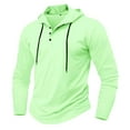 thumbnail image 1 of lkfuzj Mens Hooded Sweatshirt Casual Fashion Long Sleeve Drawstring Button Opening And Closing Round Neck Pullover Long Sleeve Tops Lightweight Athletic Sweatshirts Green, 1 of 4