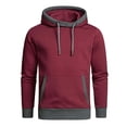 thumbnail image 1 of lkfuzj Mens Hooded Sweatshirt Casual Fashion Long Sleeve Drawstring Solid Sweater Slim Solid Color Lapel Button Pullover Casual Sports Top Lightweight Athletic Sweatshirts Red, 1 of 4