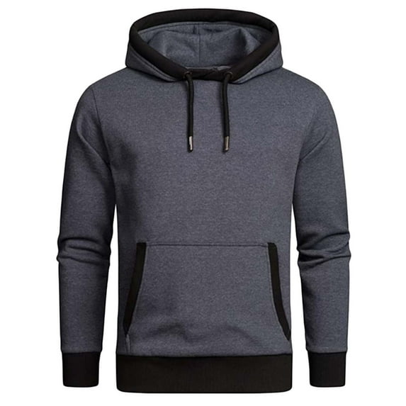 lkfuzj Mens Hooded Sweatshirt Casual Fashion Long Sleeve Drawstring Solid Sweater Slim Solid Color Lapel Button Pullover Casual Sports Top Lightweight Athletic Sweatshirts Dark Gray