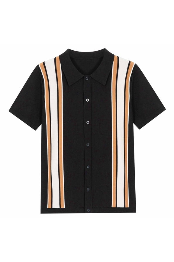 Mens Leisure Business Knit Casual Short Sleeve Classic Shirts Chic Summer Tops For Men Cool Summer Mens Tops Black
