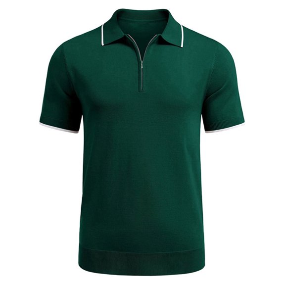 lkfuzj Mens Leisure Business Knit Casual Short Sleeve Classic Shirts Soft Summer Gentlemen's Tops Cool 2024 Gentlemen's Tops Green