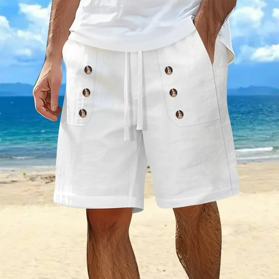 lkfuzj Mens Summer Solid Color Shorts with Pockets Elastic Waistband Drawstring Casual Elasticated Waist Sports Gym Lightweight Shorts Fashion Stretch Beach Trousers Vacation