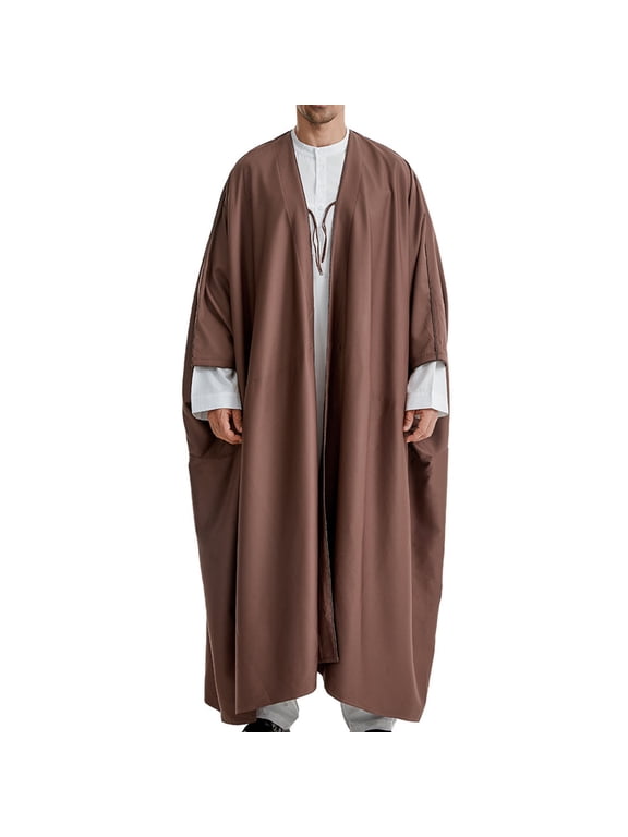Muslim Robe for Men Arab Long Sleeve Kaftan Islamic Arabic Abaya Thobe Ramadan Middle East Islamic Cloth Shirt Gown Dubai Robes 2024 Clearance Winter Saving!