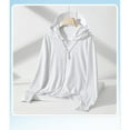 thumbnail image 1 of lkfuzj Protection Clothing Sun Protection Hoodie Jacket Full Zip Summer Light Breathable Simple Solid Color Skin Clothing Sun Protection Hooded Anti-Ultraviolet Jacket Coat Hooded Sweater White, 1 of 1