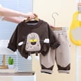 thumbnail image 1 of lkfuzj Toddler Baby Girl Fleece Loungewear 2 Piece Sets Long Sleeve Pullover Tops + Pants Set Kids Baby Velvet Thickened Fall Winter Outfits - Brown, 1 of 9