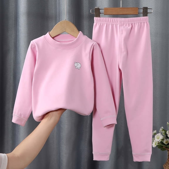 lkfuzj Toddler Baby Warm Loungewear Girl Boy Teen Long Sleeve Sweatshirts Tops Casual Pants 2 Piece Set - Pink