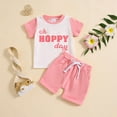 thumbnail image 1 of lkfuzj Toddler Boys Summer Casual Outfits T-Shirt & Elastic ShortsShort Sleeve O Neck Matched Daily T-Shirt 2PC Outfits For Kids 0-3 Years Pink, 1 of 9