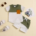 thumbnail image 1 of lkfuzj Toddler Boys Summer Casual Outfits T-Shirt & Elastic ShortsShort Sleeve O Neck Matched Daily T-Shirt 2PC Outfits For Kids 3 M-3 Years Green, 1 of 9