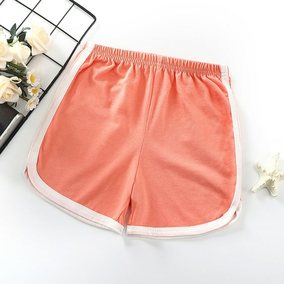 lkfuzj Toddler Girls' Cotton Bike Shorts Solid Cotton Bike Shorts Soft Pull-On Safety Shorts for Daily Wear - Orange