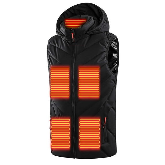 lkfuzj Unisex Heated Vest with 11 Heating Zones,Women Men Lightweight Warm Heating Gilet Without Battery Pack,Double Control USB Charging Waistcoat Tops For Riding Skiing Fishing - Black