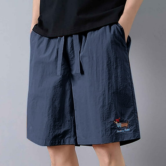 lkfuzj Work Shorts for Men Slim Fit Shorts Cargo Jogger Short Work Cargo Short Baggy Jogger Wear Casual Loose Straight Tube Multi Pocket Five Quarter Pants