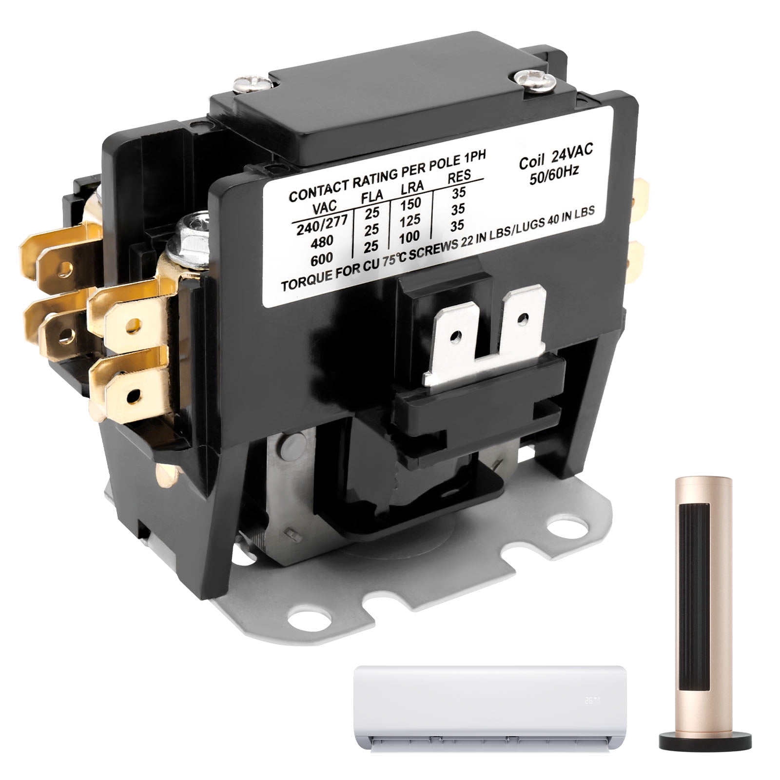 lkoopy 1 Pole Air Conditioner Contactor 25A 24V Air Conditioner ...