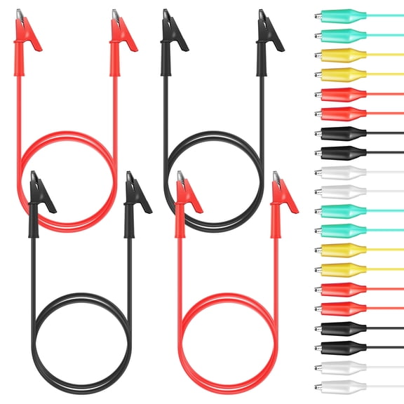 lkoopy 14 PCS Double Ended Alligator Clip Test Lead Kit with Cable Silicone Test Leads, Crocodile Clip with Wires for Multimeter, Multipurpose Test Lead with Alligator Clips for Electrical Testing