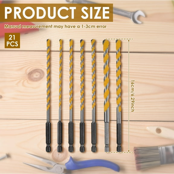 lkoopy 21PCS Concrete and Multi-Purpose Masonry Drill Bit Set, Shockproof Hex Shank Drill Bit, Industrial Strength Carbide Drill Bit Tip Set for Glass Brick Plastic Cement Tile, 4 5 5 6 6 8 10mm