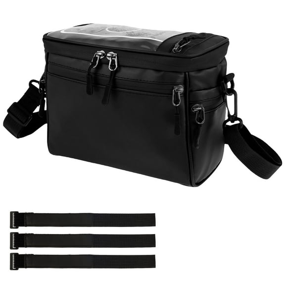 lkoopy Bicycle Handlebar Bag 4.5L, Mountain Bike Crossbar Front Bag with Visible Phone Pocket, Waterproof Bicycle Front Storage Pouch Bag, Quick Release, Shoulder Strap Bag for City and Outdoor