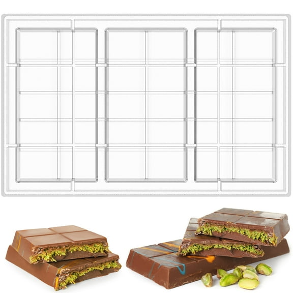 lkoopy Chocolate Bar Marker Mold Easy Demold Polycarbonate Candy Bar Mold Transparent Chocolate DIY Tool for Halloween Birthday Party