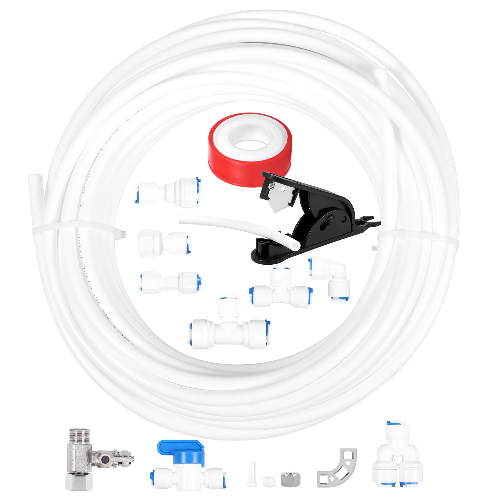 lkoopy Ice Maker Water Line Kit 1/4 Compression Ice Maker Installation, Food Grade Fridge Water Line Kit, 32.8ft 1/4" OD Tubing with Quick Connect for Fridge IceMaker RO Systems Water Filter Faucet