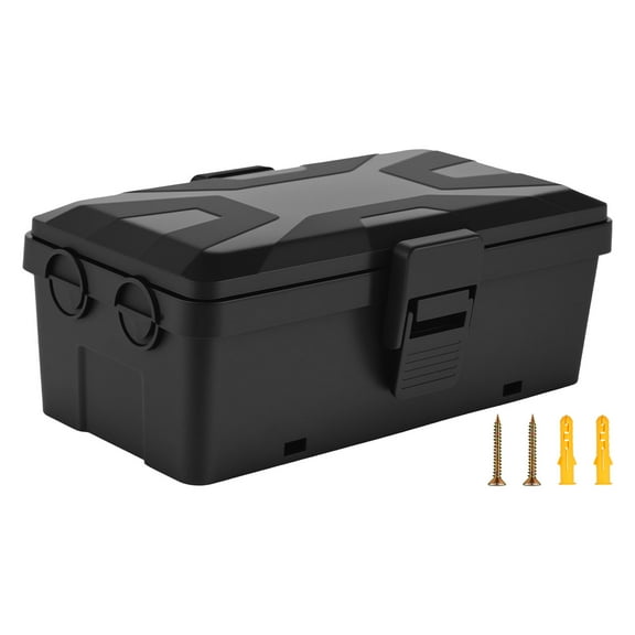 lkoopy Medium Outdoor Electrical Box(10.24x5.12x3.7inch), IPX4 Weatherproof Electrical Connection Box with 6 Cable Entry Port for Power Strip, String Lights, Socket Timer, Plug, Black