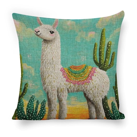 llama cactus decorativelinen toss pillowcase decoration pillowcase gifting preferred 18x18 inch cushion cover sofa pillowcase sofa bedroom living room car