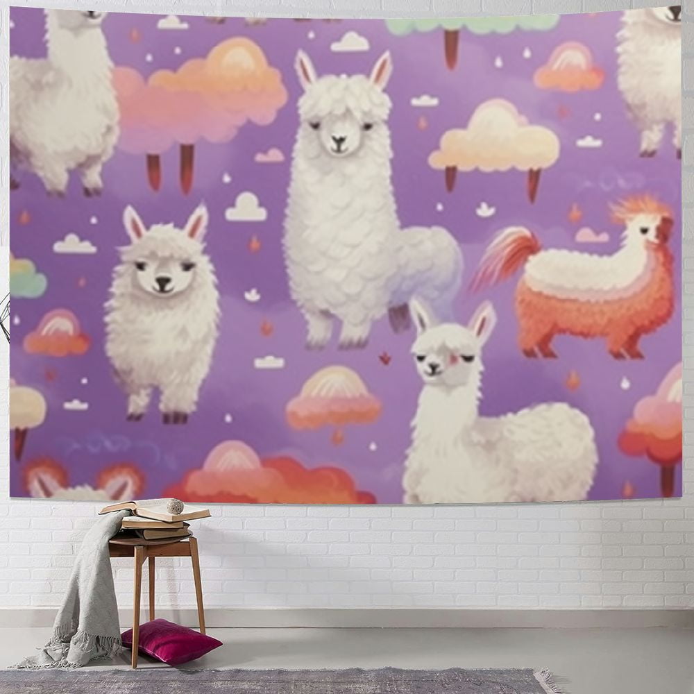 Wall Tapestry Llama Tapestry Colorful Llama Art The Prince By
