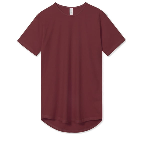 llsense Men's Lightweight Color Longline Modern Fit T-Shirt Short Sleeve Wine XL