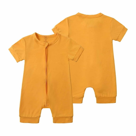 lmcalzta 0-24M Baby Infant Romper Zip up Summer Onesie Cotton Breathable Lightweight Short Sleeve Bodysuits