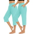 thumbnail image 1 of lmcalzta 2pc Sweatpants Women Capris Mid Waisted Straight Leg Casual Jogger Pants with Pockets Activewear, 1 of 8