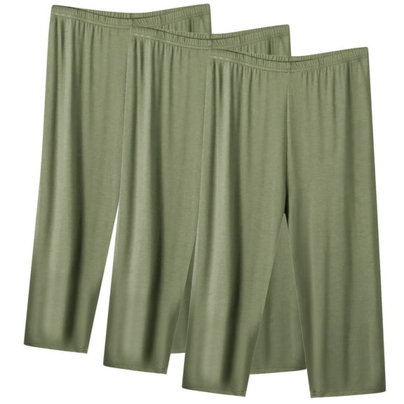 lmcalzta 3 Pack Capri Pants for Women Pajama Loungewear Sleep Capri for Women Loose Soft Comfy Cottton Capris