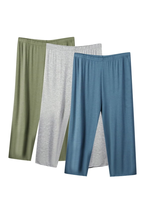 3 Pack Capri Pants for Women Pajama Loungewear Sleep Capri for Women Loose Soft Comfy Cottton Capris